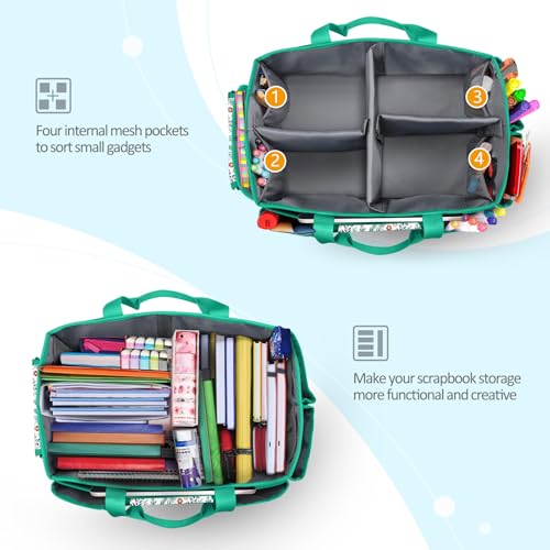 FINPAC Craft Storage Tote Bag with Pockets, Scrapbooking Carrying Case - color: Navy Bloom
