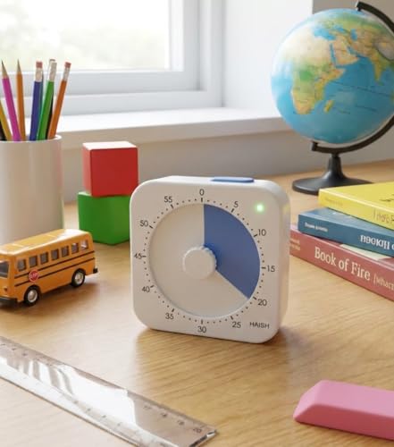 60 Minute Visual Timer for Kids - Premium Countdown Timer with Magnetic Back & Pause Function, Silent Operation for Classroom Teaching Home, Time Management Tool(Batteries Included) (Blue) - color: Blue