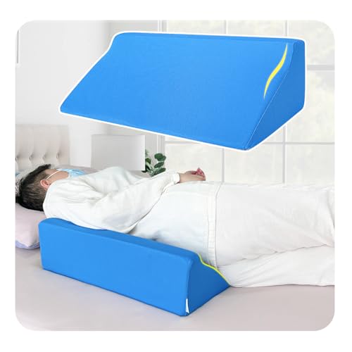 Bed Wedge Pillow For Sleeping Seniors Post Surgery Incline Pillow Bedsore Pressure Relief Cushions For Butt Lifting Patient Turning Triangle Foam Wedges For Bed Positioning Body Back Support (Blue) - color: Blue
