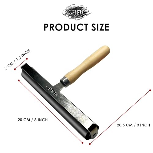 GELELF Smooth Peeling Brayer Roller - Wood Hand Roller Rollers Ink Roller Tape Roller for Gluing Taping Gel Printing Inking Block Printmaking Stamping Scrapbooks (#8: 8 Inch (20CM)) - color: #8: 8 Inch (20CM)