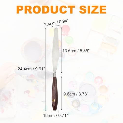 HARFINGTON 5pcs Palette Knife Painting Tool 5.35x0.94 with Beech Red/Silver | Stainless Steel, Art Spatula Pallet Knives Scrapers Tools, for Acrylic Oil Canvas Mixing Spreading, Wood Handle
