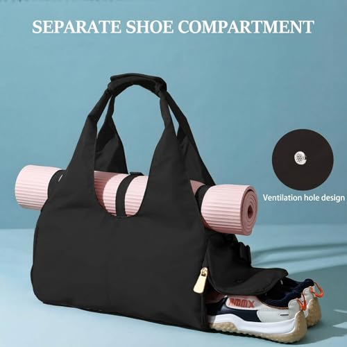 Yoga Mat Bag, Sport yoga Gym Bag for women, Lightweight yoga mat bag carrier with Yoga Strap, Carryall Yoga Tote Bag - color: Black