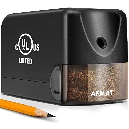 AFMAT Electric Pencil Sharpener, Heavy Duty Pencil Sharpener for Classroom, 6.5-8mm No.2/Colored Pencils, UL Listed, 10,000+ Sharpenings, Electric Pencil Sharpeners for Home, Office, School PS13 - color: Black