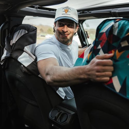 Sprints Athletic Running Towel, Full-Sized, Car Seat Cover - Performance Microfiber (Midnight Boardwalk Stripe) - color: Midnight Boardwalk Stripe W/ Snaps