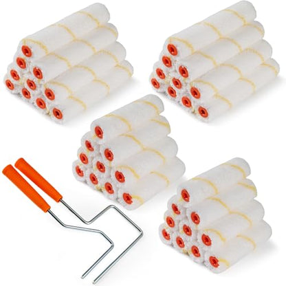 Microfiber Paint Roller, 4 Inch and 6 Inch, 40 Pack | Small Paint Roller Covers, 3/8-Inch Nap, with Paint Roller Frame, Ideal for Walls, Ceilings, Doors - size: 4 Inch & 6 Inch,40 Pack