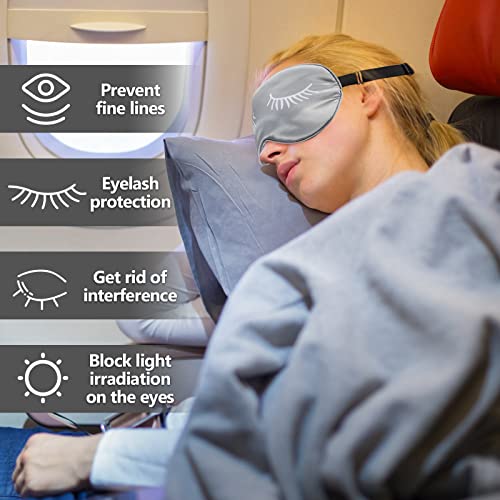 Jecery 6 Pieces Silk Sleep Eye Masks Soft Eye Masks Adjustable Blindfold Eyeshade Sleep Eye Cover Smooth Sleeping Masks with Storage Bag for Women Men Sleep Travel Nap