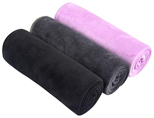 SINLAND Microfiber Gym Towels, Workout Sweat Towel 16x32In - color: Black+grey+lightpurple