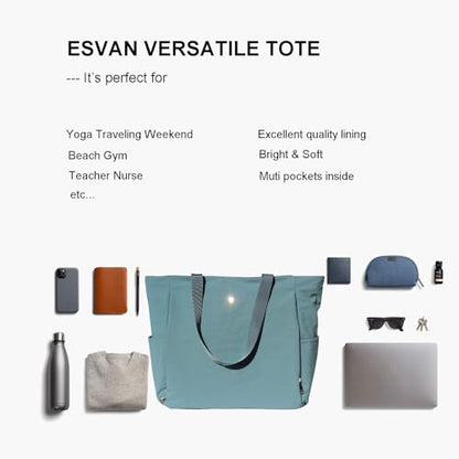 ESVAN Yoga Mat Bag Yoga Tote Carrier Shoulder Bag Carryall Tote for Office,Yoga,Pilates,Travel,Beach and Gym - color: Nylon Lake Blue