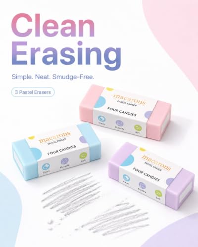 Four Candies 0.9mm Pastel Mechanical Pencil Set with Case, 3-Pack | 360 Leads, 3 Erasers+9 Refills, Cute Pink/Purple/Blue Barrels, Non-Slip Grip, Bold Lines for Notes, Sketching & Marking - style: 0.9mm