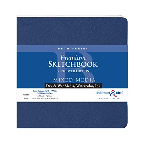 Stillman & Birn Beta Series Softcover Sketchbook, 7.5" x 7.5", 270 gsm (Extra Heavyweight), White Paper, Cold Press Surface - size: 7.5" x 7.5" 270 gsm (Extra Heavyweight)