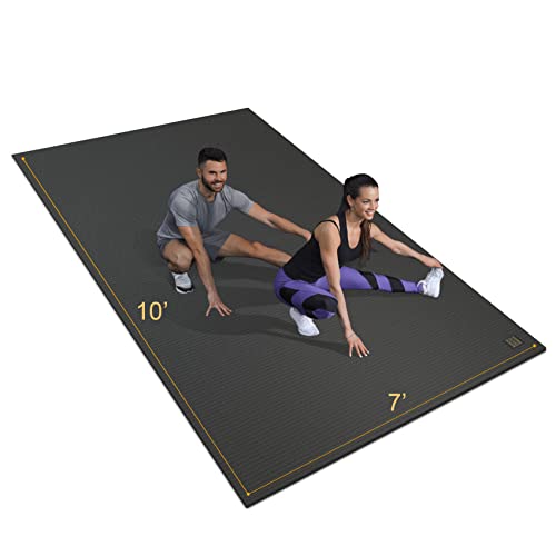 GXMMAT Extra Wide Large Exercise Mat 12'x7'/10'x7/8'x7(7mm) | High-Density Wide Workout Mats for Home Gym & Garage Flooring,Non-Slip Thick Cardio Mat for MMA,Weights,Fitness,Shoe-Friendly - size: 7*10 FT