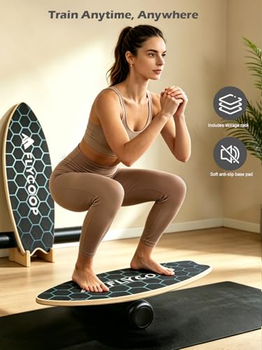 Balance Board for Adult with Adjustable Stoppers: 3 Modes Wobble Board with Roller Exercise Balancing Stability Trainer for Improve Balance Non Slip Surface - size: 30.5*11.8 inch