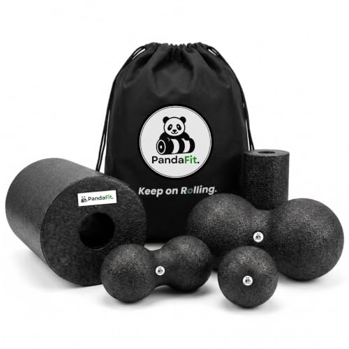 Foam Roller Set for Physical Therapy, 5-in-1 Smooth Roller Kit with Large Roller, Mini Roller, Massage Ball, Peanut Ball and Carry Bag, Designed in Germany