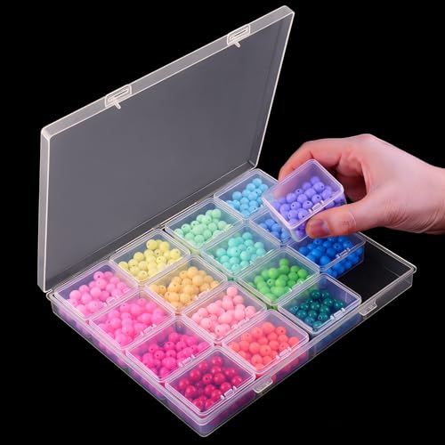 RJ-Sport 16 Grids Diamond Art Bead Organizer Box | Compact & Portable Clear Plastic Case for Jewelry & Gems Storage and Organizing - color: 16 Large