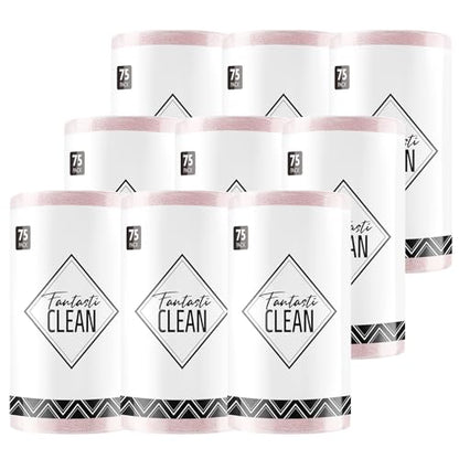 Fantasticlean Microfiber Cleaning Cloth Rolls- 675 Sheets (9 Rolls of Pink) - color: Pink, size: 675 pack