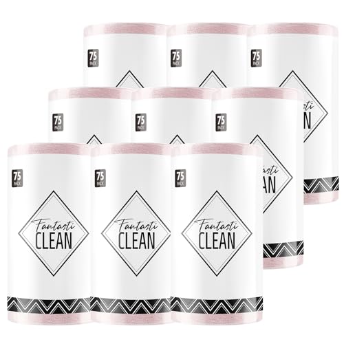 Fantasticlean Microfiber Cleaning Cloth Rolls- 675 Sheets (9 Rolls of Pink) - color: Pink, size: 675 pack
