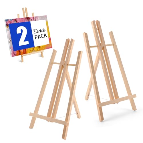 ESRICH 2 PCS 16in Wood Easels, Tabletop Easel for Painting Party | Paint Easel for Display Canvas, Photos, Display Tripod Holder Stand for Students Kids - style: 16"-2P