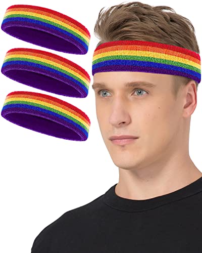 Tanluhu Sweatbands Sport Headbands for Working Out, Exercise, Tennis, Basketball, Running - Terry Cloth Athletic Sweat Cotton Headband Outdoor for Men & Women - color: Colorful/Colorful/Colorful