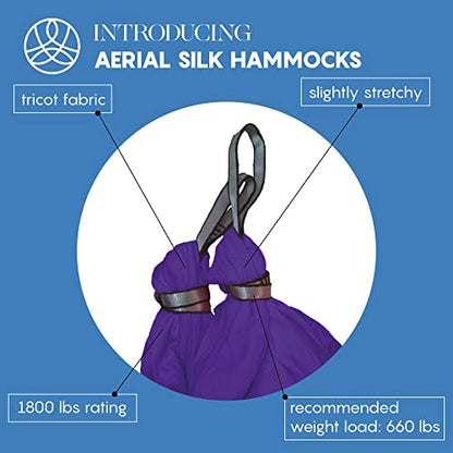 Aerial Yoga Hammock Swing, 4.5 Yards, Aerial Silks with Hardware - color: Royal-Purple, size: 4.5 yards