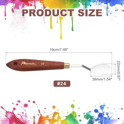 MECCANIXITY Pack of 1 Palette Knife No.24, 7.5" Long Palette Knives with Stainless Steel Flexible Spatula Pallet Knife and Wood Handle for Scraping, Mixing, Oil Acrylic Painting Canvas - style: No.24