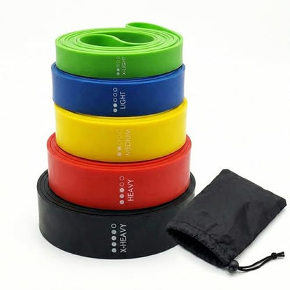 → Resistance Bands Set, 5 Levels Exercise Bands for Workout, Stretching & Physical Therapy, Latex-Free TPE Fitness Bands with Carry Bag
