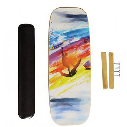 Balance Board Surf Trainer with Adjustable Stoppers - 2 Different Distance Options Balance Board for Surfing, Snowboarding, Skiing, Skateboarding, 300lbs Capacity - color: surfing