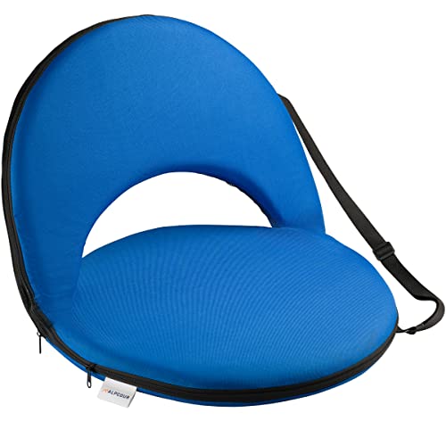 Alpcour Folding Stadium Seat – Deluxe Outdoor Camping Reclining Waterproof Cushion Chair for Bleachers – Best 6-Position Back Support Picnic Bleacher Seats w/Extra Thick Padding for Support & Comfort - color: Royal Blue