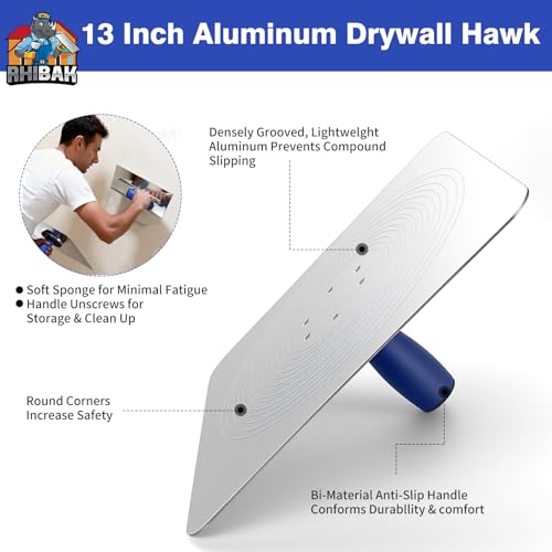 Drywall Hand Tools Kit, Drywall Knife Set with Putty Knives, Taping Knives, Aluminum Hawk, Mud Pan, Flat Finishing Trowel, Multi-Fuctional Paniter Scraper