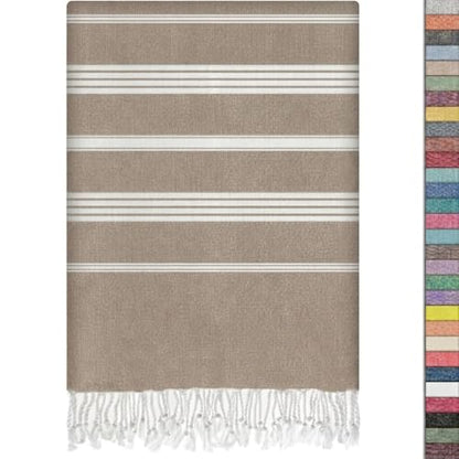 EPHESUS TOWELS Turkish Beach Towel - 38x70 inch Oversized - Sultan Design - Turkish Towel for Beach, Bath, Pool, Gym, Yoga - Prewashed, Lightweight, Quick Dry (Creamy Light Brown, Sultan) - color: Creamy Light Brown