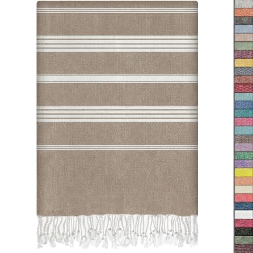 EPHESUS TOWELS Turkish Beach Towel - 38x70 inch Oversized - Sultan Design - Turkish Towel for Beach, Bath, Pool, Gym, Yoga - Prewashed, Lightweight, Quick Dry (Creamy Light Brown, Sultan) - color: Creamy Light Brown