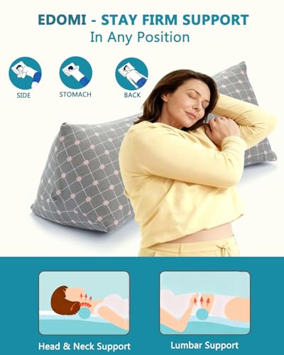 Cervical Buckwheat Roll Pillow for Sleeping,15.7"x5.9" Buckwheat Hulls Pillows Filling, Triangle Pillow for Neck Support Yoga Bolster, Adjustable Fill for Neck Pain Relief,Gray