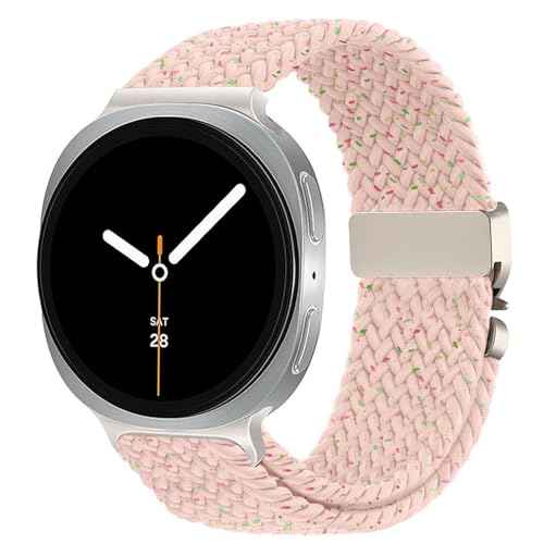 Nylon Braided band Compatible with Samsung Galaxy Watch 8 40mm 44mm, Elastic Band for Galaxy Watch 8 Classic 46mm - color: Starlight Pink