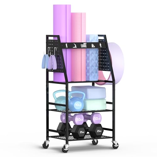 Mythinglogic Home Gym Rack for Dumbbells, Yoga Mats and Workout Equipment - color: New Black