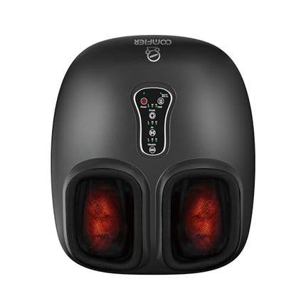 COMFIER 2026 Shiatsu Foot Massager with Fast Heat, FSA Eligible HSA | Plantar Fasciitis & Neuropathy Pain, 3 Kneading, 5 Compression, 3 Vibration, 2 Heat Levels, Size 13, Gift for Men & Women - color: Black