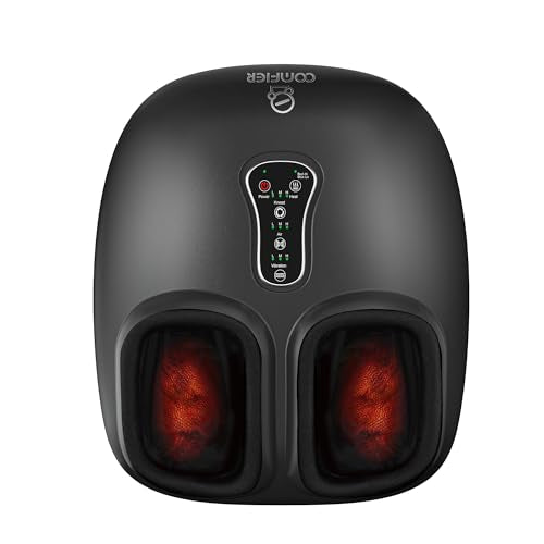 COMFIER 2026 Shiatsu Foot Massager with Fast Heat, FSA Eligible HSA | Plantar Fasciitis & Neuropathy Pain, 3 Kneading, 5 Compression, 3 Vibration, 2 Heat Levels, Size 13, Gift for Men & Women - color: Black