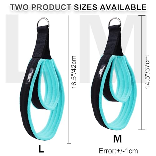 Pilates Double Loop Straps for Reformer, Thickened D-Ring Handle Fitness Straps, 2 Lengths Multicolor Yoga Accessories for Home Workout - color: black blue, size: size L