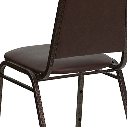 EMMA + OLIVER Brown Vinyl Trapezoidal Back Stacking Banquet Chair - color: Brown Vinyl/Copper Vein Frame