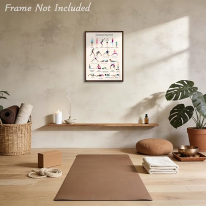 Dazzlewall Yoga Practice Wall Picture, Morning Workout Poses Chart Art for Yoga Studio Home Gym Living Room Decor 12x16 in Unframed