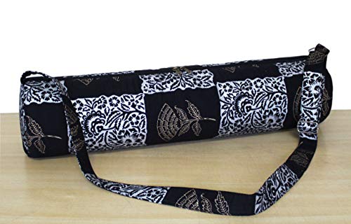 ICC Black Gold Mandala Full-Zip Exercise Yoga Mat Carry Bag Gym Beach Pilates Carrier Bags Hippie Mandala Indian Cotton Bag - style: Gold Sliver Block