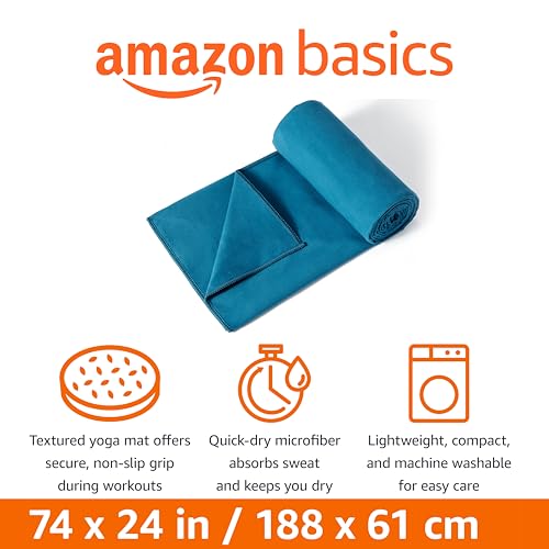 Amazon Basics Yoga Mat Towel, Hot Yoga, Soft, Sweat Absorbant - color: Aqua