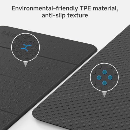 PAIDU Foldable Yoga Mat 10mm Thick, 75"x26" Non-Slip Fitness Exercise Mat - color: Black