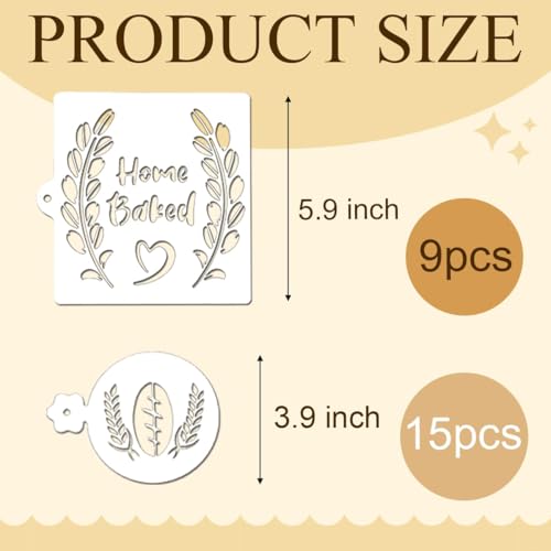 24PCS Bread Stencils for Sourdough, Bread Stencils for Baking Supplies, Cakes Cookies Pie Template Making Accessories 24 Style(5.9 Inch, 3.9 Inch) - color: 24 Style Modern White