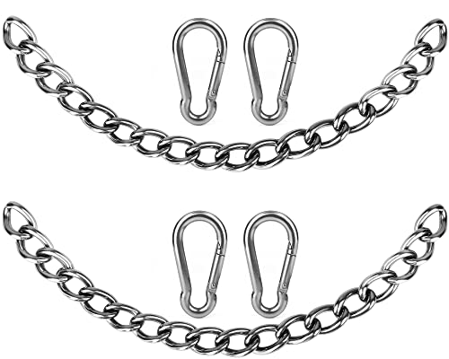 Heavy Duty Hammock Chains with 4 Carabiners - Stainless Steel Hammock Chair Hardware for Indoor/Outdoor Use, 1500 LB Capacity(2 Sets)