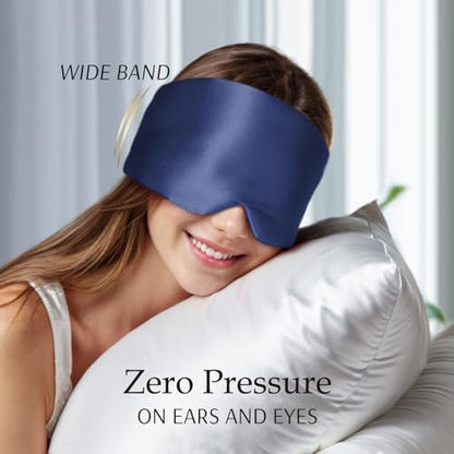 Zenssia 100% Mulberry Silk Sleep Mask Eye Mask for Men and Women, Dark Blue - color: Dark Blue