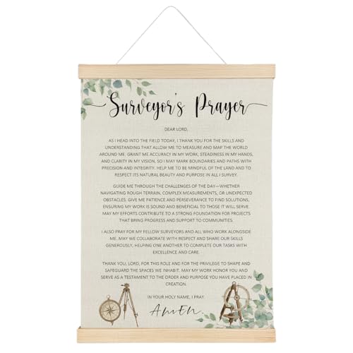 ATBWGT Christian Surveyor's Prayer Wall Art Decor, Land Surveyor Gifts, Inspirational Religious Prayer Poster Hanger Frame for Bedroom Home Office School Classroom, 12x16 Inch - color: Prayer - Surveyor