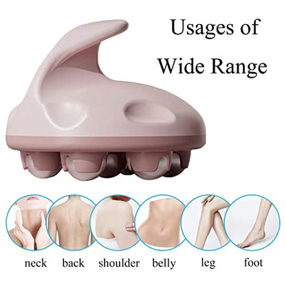 WMM Hand Held Massager, Full Body Massage Tool with Roller Ball Massager Manual 360-degree-roller for Muscle Back Neck Joint Foot Shoulder Leg Pain Relief with Portable Design - color: Pink