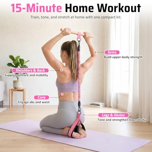Pedal Resistance Band with Handle, 3 Tubes, 30-90 lb - color: Pink