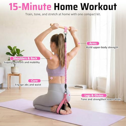 Pedal Resistance Band with Handle, 3 Tubes, 30-90 lb - color: Pink