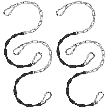 SELEWARE 4 Pcs 65" Stainless Steel Hanging Chains Heavy Duty Swing Chains - color: Black, size: 65" (4 Pcs)