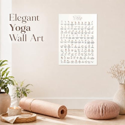 QrmArt 100 Yoga Poses Poster Yoge Printable Movement Guide Wall Art Balance Flexibility Training Chart Posters Pose Reference for Home Gym Studio Meditation Room 12x16 Inch Unframed - color: 100 yoga Diagram, size: 12"L x 16"W